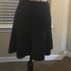 Ann Taylor Black Pleated Flare Skirt- Size 8